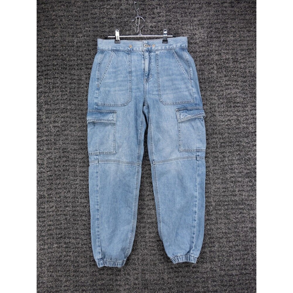 American Eagle Cargo Joggers Womens 4 Blue Stretch Distressed Denim Outdoor - Picture 5 of 16
